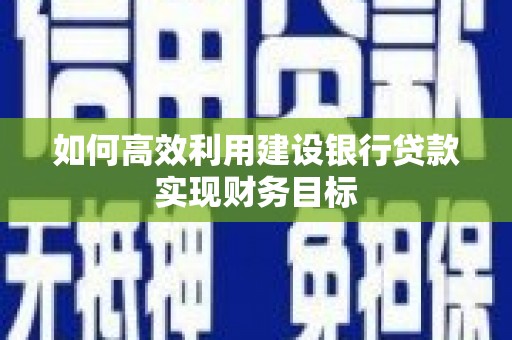 禅城如何高效利用建设银行贷款实现财务目标