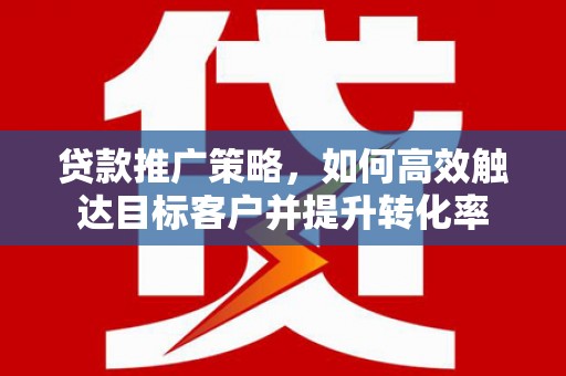阜宁贷款推广策略，如何高效触达目标客户并提升转化率
