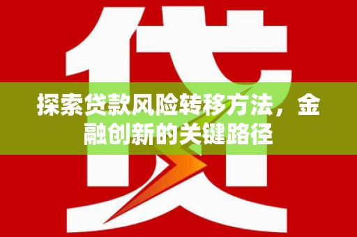 无极探索贷款风险转移方法，金融创新的关键路径