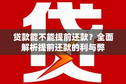 勉县贷款能不能提前还款？全面解析提前还款的利与弊